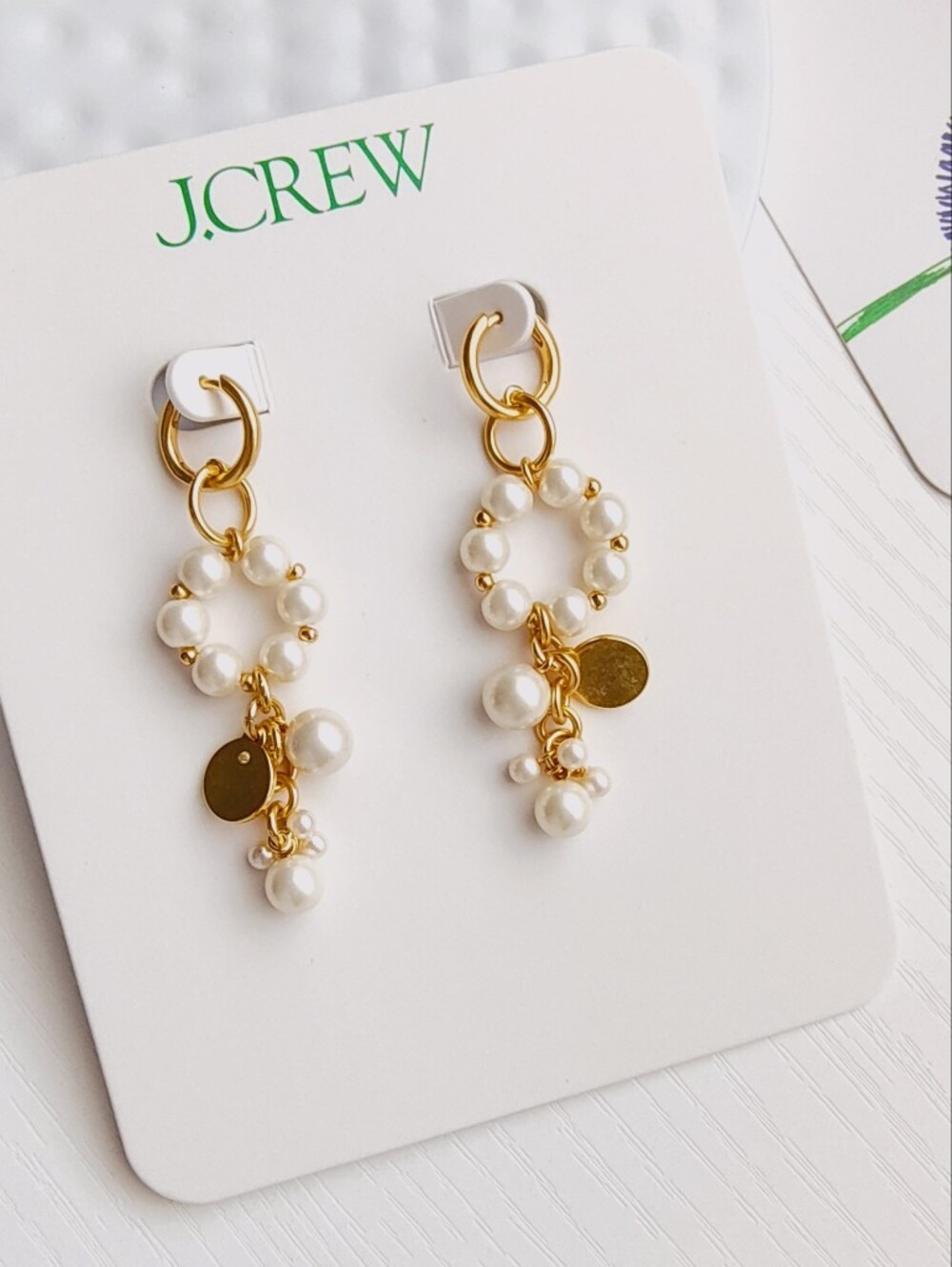 J. Crew Pearl Charm Earrings